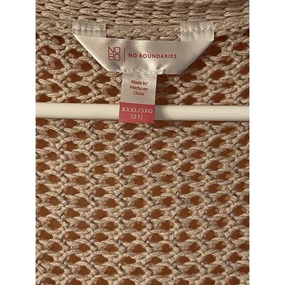 No Boundaries,Beige Crocheted Brown Button Down Sweater Cardigan 3XG (XXXL) (21) - Picture 7 of 17